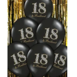 Sorte balloner med 18 tallet (30cm.)