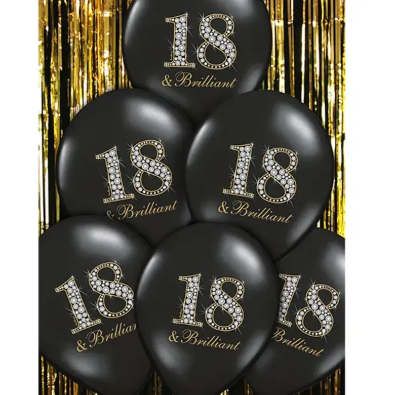 Sorte balloner med 18 tallet (30cm.)