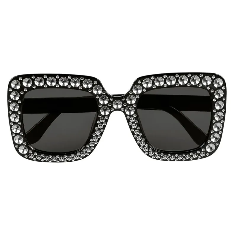Sorte Firkantet Bling Bling Briller