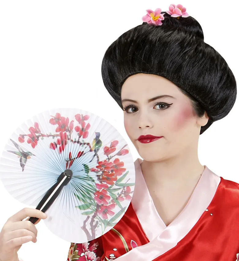 Sort Geisha Børneparyk m/Kirsebær Blomster