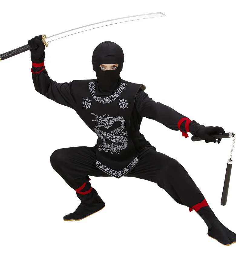 Sort Ninja m/Gråt Drage Print