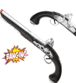 Sort Pirat Pistol m/Lyd Effekt *Bang Bang*