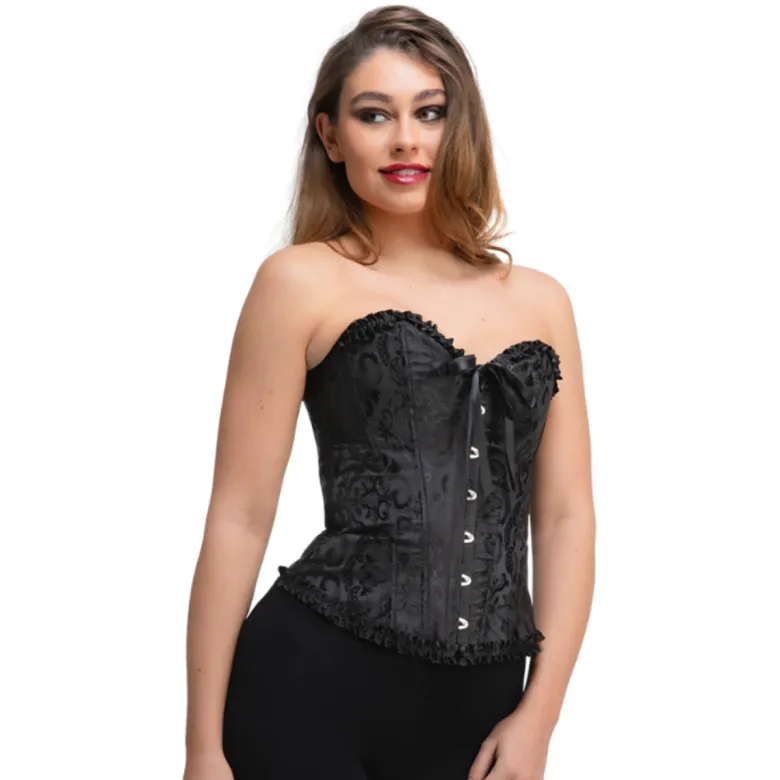Sort Satin Korset
