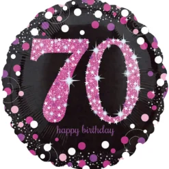Sparkling Pink Folie Ballon - 70 År