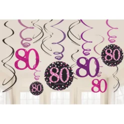 Sparkling Pink 80 Års Fødselsdags Swirles