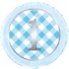 1st Birthday Lyseblå-Ternet Folieballon, 45 cm