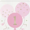 1st Birthday Lyserød-Ternet Papirposer, 8 stk.