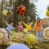 Stående Blomst Ballon Beige - Airwalker