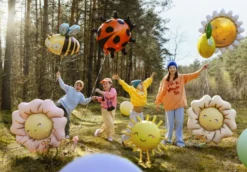 Stående Blomst Ballon Beige - Airwalker