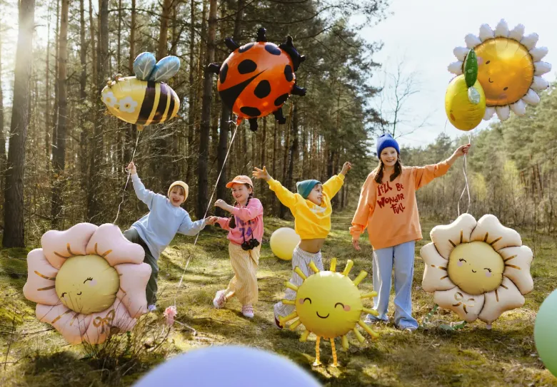 Stående Blomst Ballon Beige - Airwalker