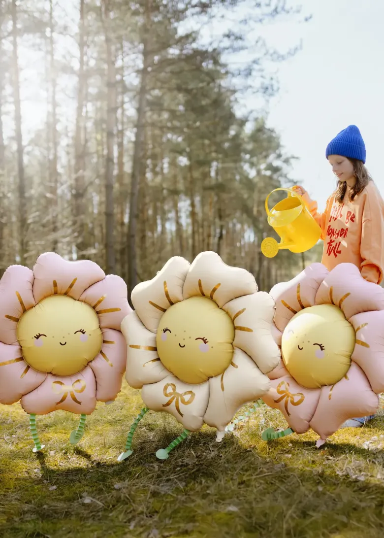 Stående Blomst Ballon Beige - Airwalker