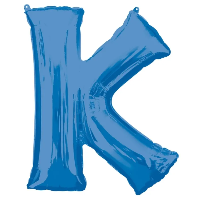 Stor Blå Folie Ballon - Bogstav ''K''