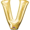 Stor Guld Folie Ballon - Bogstav ''V''