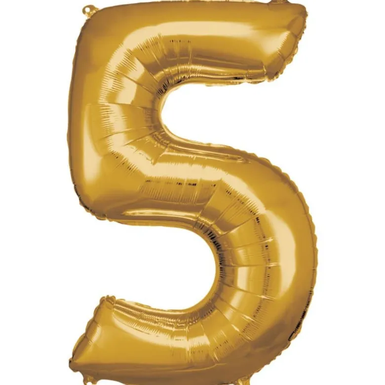 Stor Guld Folie Tal Ballon (88cm.) - 5 Tal