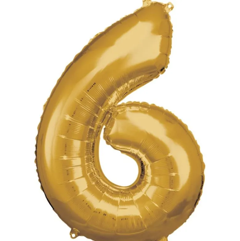 Stor Guld Folie Tal Ballon (88cm.) - 6 Tal