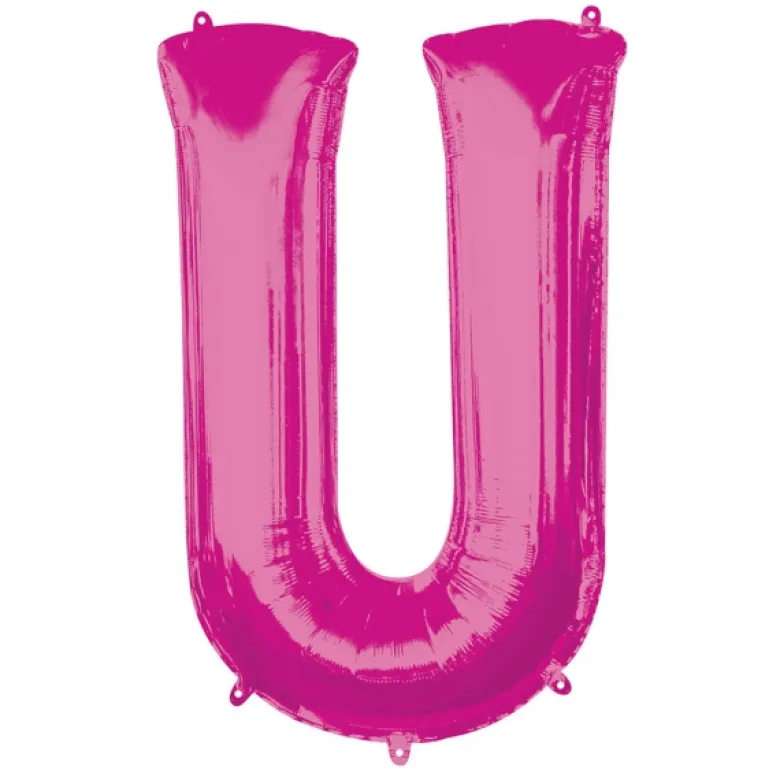 Stor Pink Folie Ballon - Bogstav ''U''