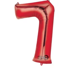 Stor Rød Folie Tal Ballon (88cm.) - 7 Tal