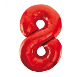 Stor Rød Folie Tal Ballon (88cm.) - 8 Tal