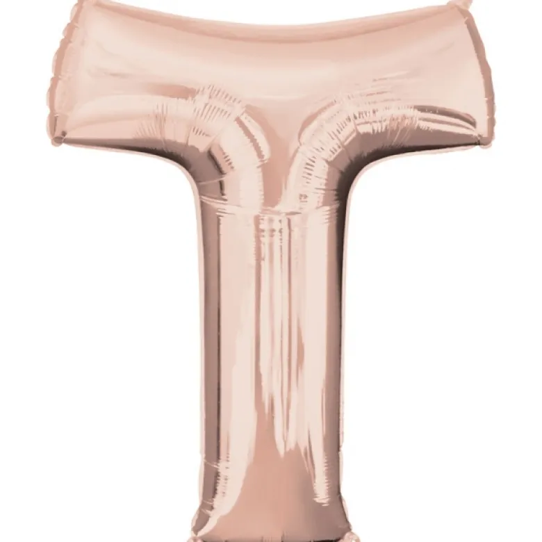 Stor Rosegold Folie Ballon - Bogstav ''T''