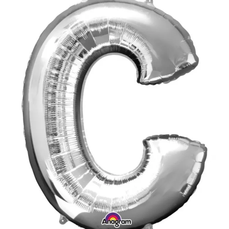 Stor Sølv Folie Ballon - Bogstav ''C''