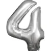 Stor Sølv Folie Tal Ballon (88cm.) - 4 Tal