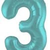 Stort Aqua Grønt Shape Folietal 86 cm, 3 Tal