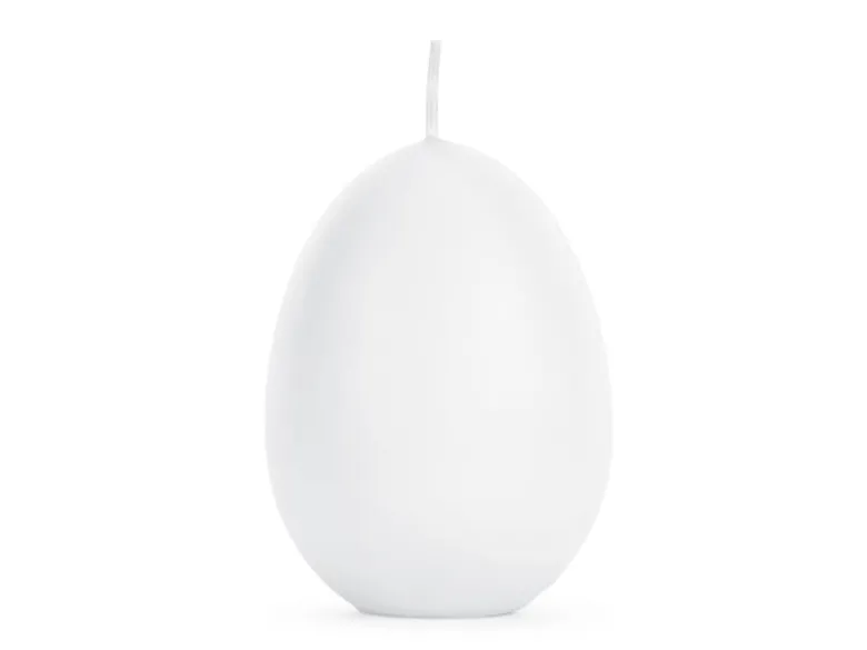 Stort Hvidt Æggeformet Stearinlys, 10 cm