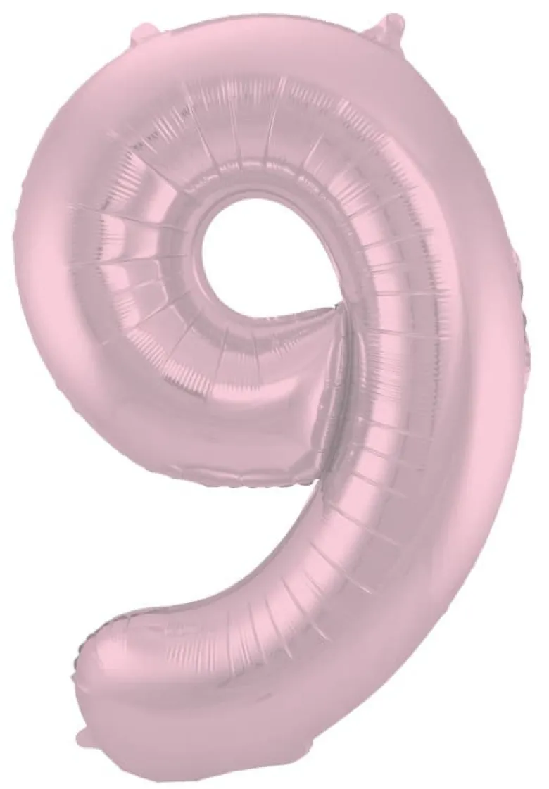Stort Lyserødt Shape Folietal 86 cm, 9 Tal