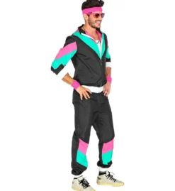 80's Tracksuit - Sort m/Turkis & Pink