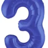 Tal Shape Folieballon "Mat Blå" 86 cm - 3 Tal