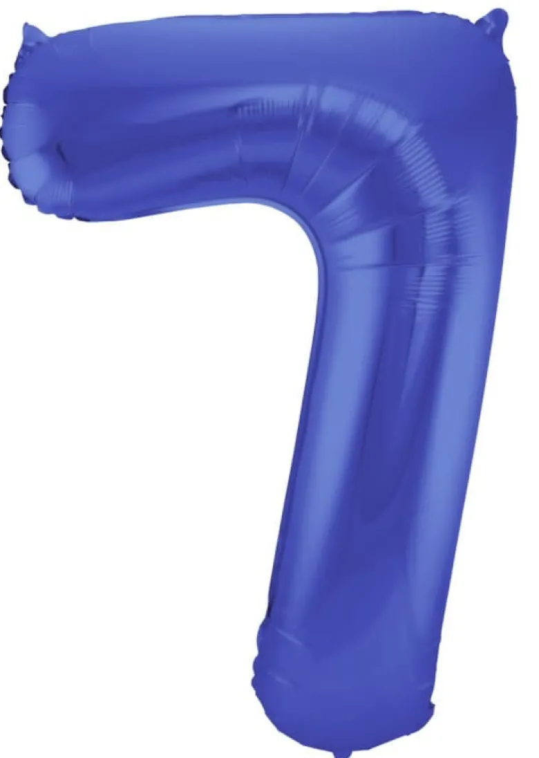Tal Shape Folieballon "Mat Blå" 86 cm - 7 Tal