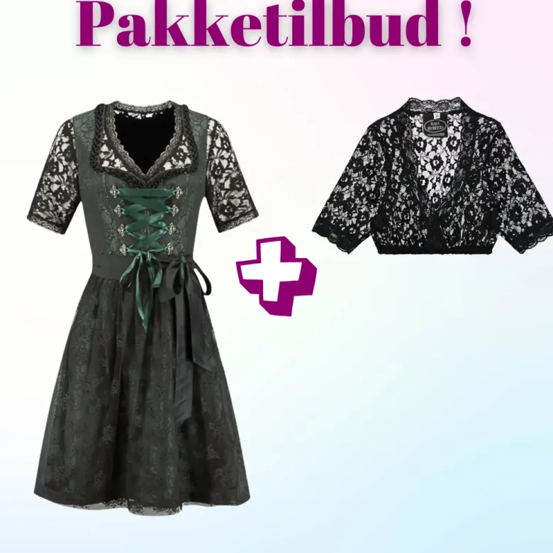 Tilbudspakke! Luksus Autentisk Tyrolerkjole med blondebluse
