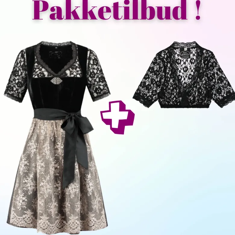 Tilbudspakke! Luksus Autentisk Tyrolerkjole med blondebluse