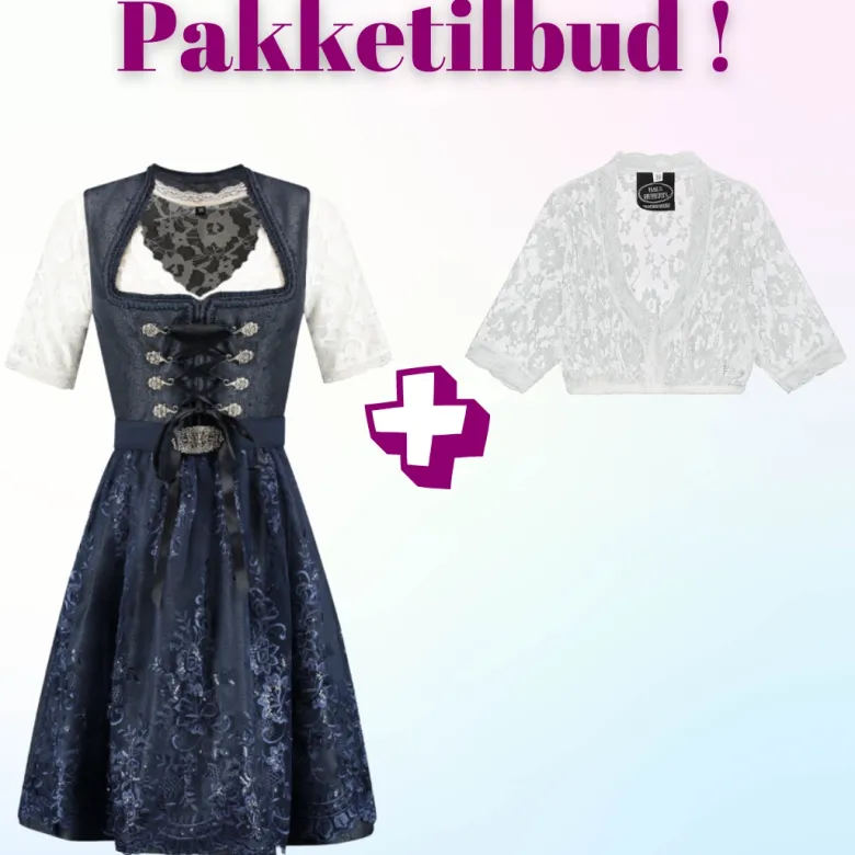 Tilbudspakke! Luksus Autentisk Tyrolerkjole med blondebluse