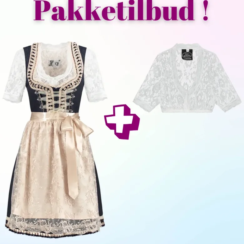 Tilbudspakke! Luksus Autentisk Tyrolerkjole med blondebluse