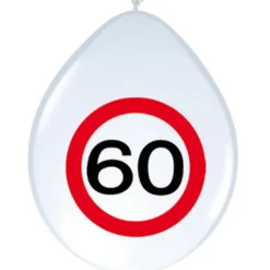 Trafikskilt 60 Års Fødseldags Balloner (30cm.)