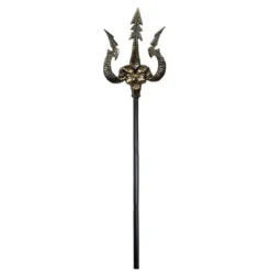 Trefork m/Stort Guld Dæmon Hoved, 117 cm
