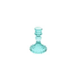 Turkis Glas Lysestageholder, 10.5 cm