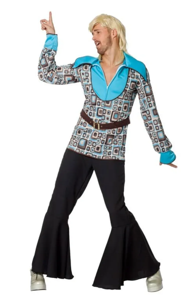 Turkis Hippie Bluse m/Brunt Bælte