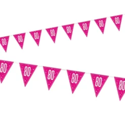 Vimpelguirlande - Pink Glitz Fødselsdag, 80 År
