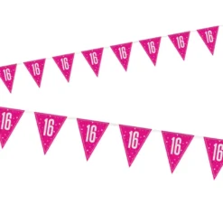 Vimpelguirlande - Pink Glitz Fødselsdag, 16 År