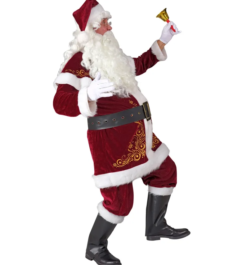 Vinrødt Julemandskostume med Broderinger